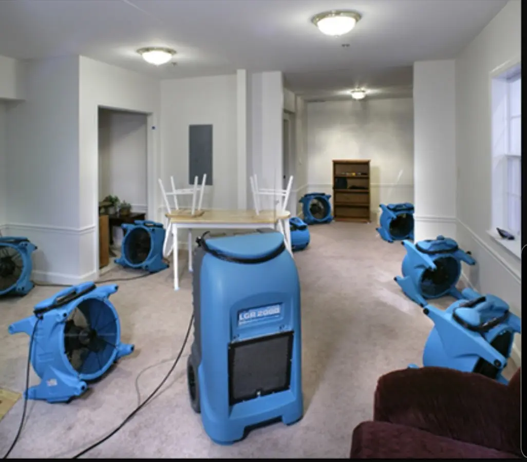 Air movers and dehumidifier setup for Water Extraction & Removal in Somers
